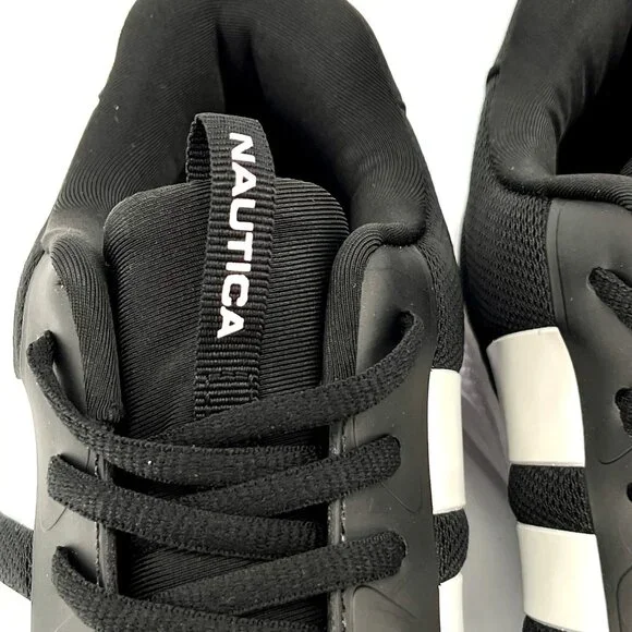Nautica Manalapin Athletic Sneakers Size 7 Black White Lace-Up Mesh - Picture 9 of 12